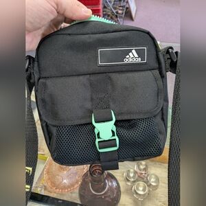 Adidas Black and Green Messenger Bag Sporty Design